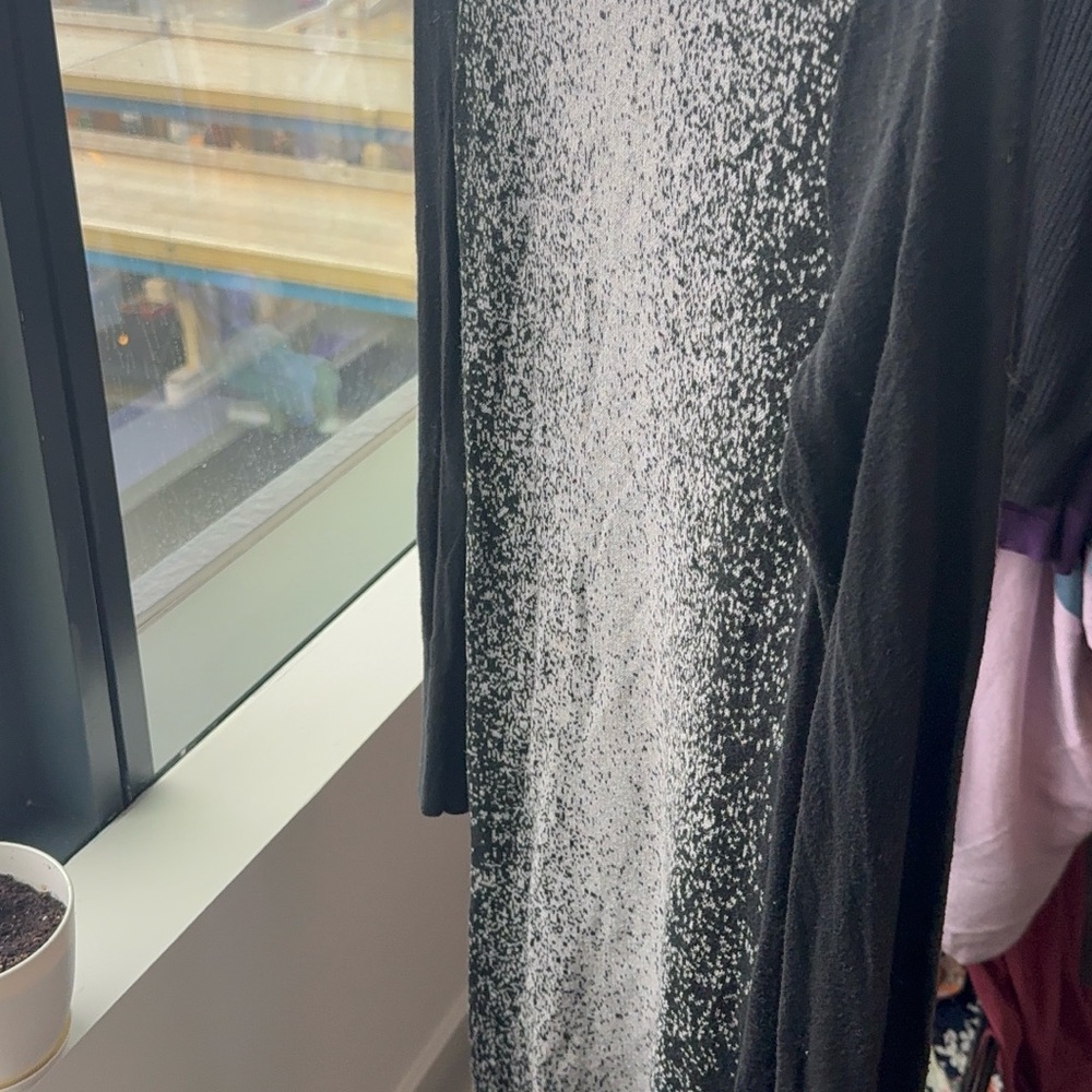 Black and White Patterned Long Sleeve Sweater Dress